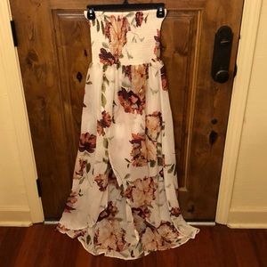 Strapless maxi high low dress